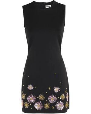 STAUD Schwarzes Blumiges Pailletten Minikleid