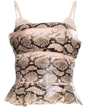 Elie Saab Python-Effect Peplum Leather Corset - Natural