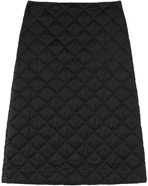 Jil Sander Quilted Satin Midi Skirt - Black