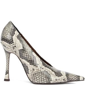 Roberto Cavalli Python-Print Court Shoes - White