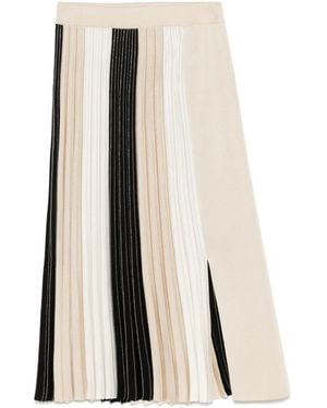 Mrz Plissé Colorblock Midi Skirt - Natural