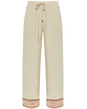 Hanro Drawstring-Waist Patterned-Hem Trousers - Natural