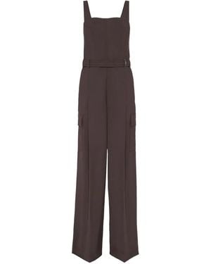 Brunello Cucinelli Tropical Belted Cargo Jumpsuit - Purple