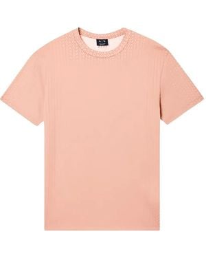 ARMANI EXCHANGE Logo-Pattern T-Shirt - Pink