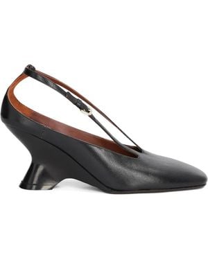 Dries Van Noten Leather Wedge Pumps - White