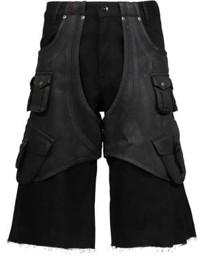 Troubled Waters Parasite Double-Layered Cargo Shorts - Black