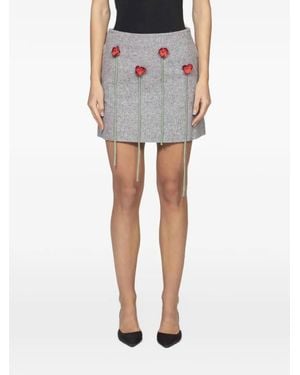Moschino Minifalda Con Aplique Floral - Gris