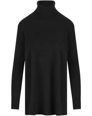 Alpha Studio Pull Fendu À Col Roulé - Noir