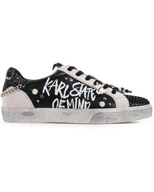 KARL LAGERFELD Skool Graffiti-Print Trainers - White