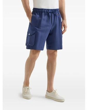 Brunello Cucinelli Drawstring-Fastening Cargo-Pockets Shorts - Blue