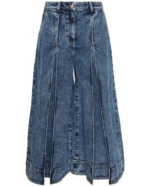 3.1 Phillip Lim Logo-Patch Culotte Jeans - Blue