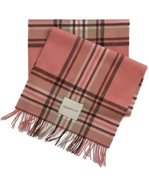 GANT Check-Pattern Wool Scarf - Pink