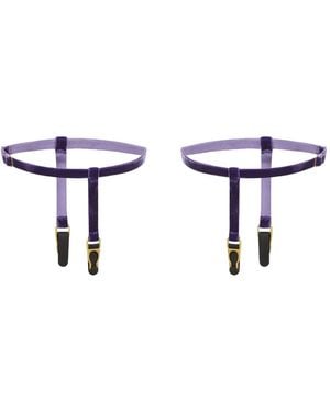 Maison Close Velvet Garters - White