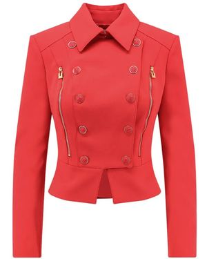 Elisabetta Franchi Double-Breasted Peplum Jacket - Red