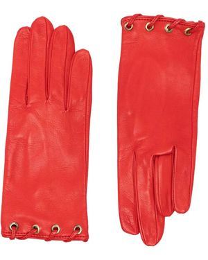 Manokhi Lace-Detail Leather Gloves - Red