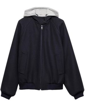Prada Cloth And Cotton Fleece Jacket - Blue