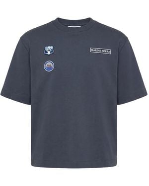 Marine Serre Scout Patches Crewneck T-Shirt - Blue