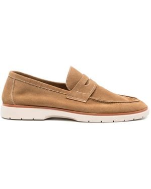 SERGIO MORETTI FIRENZE Suede Penny Loafers - White