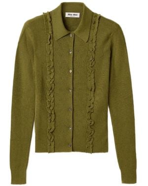 Miu Miu Cashmere And Silk Cardigan - Green
