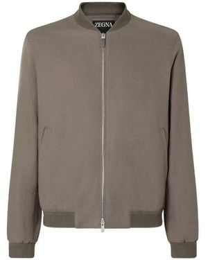 ZEGNA Oasi Lino Bomber Jacket - Brown