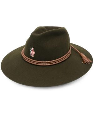 Moncler Logo-Patch Braided-Trim Hat - Green