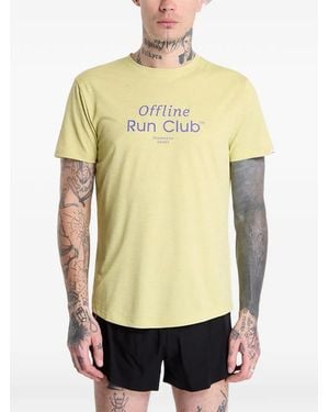 Saysky Logo-Print Curved-Hem T-Shirt - Yellow