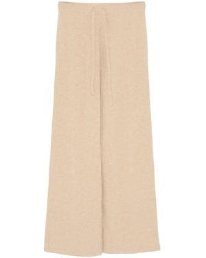 Yves Salomon Knitted Wide-Leg Trousers - Natural