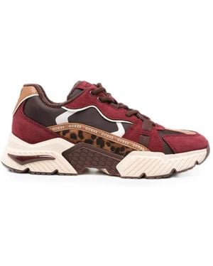 Guess Leopard-Print Paneled Sneakers - Red