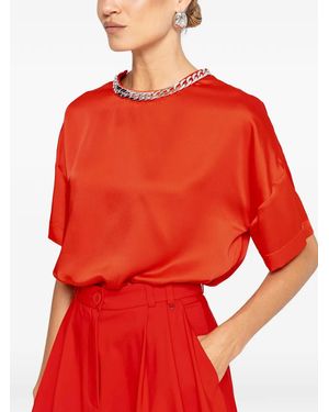 Nissa Chain-Detail Satin Top - Red