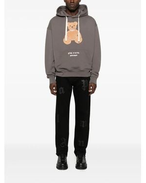 Palm Angels Bear-Print Hoodie - Gray