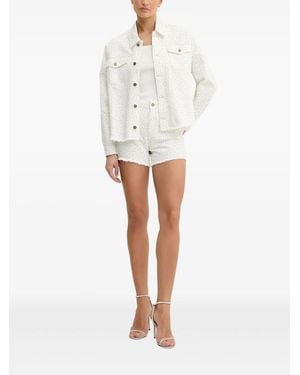 Guess Jeansjacke mit ausgefransten Kanten - Weiß