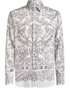 Etro Cotton Shirt With Paisley Print - White