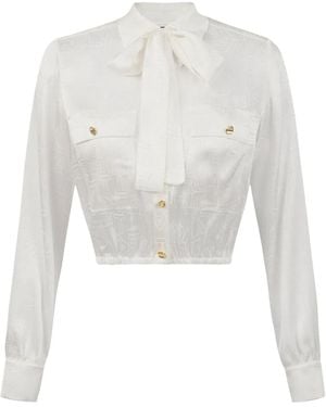 Elisabetta Franchi ジャカード クロップドブラウス - ホワイト