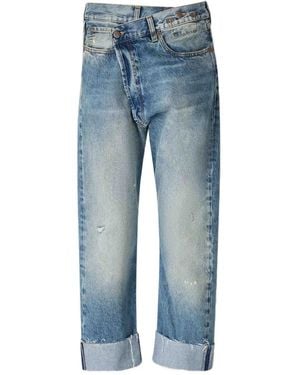 R13 Crossover Frayed Jeans - ブルー