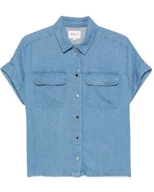 MAISON 123 Short-Sleeve Denim Shirt - Blue