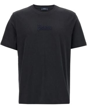 Herno Embroidered Logo T-Shirt - Black