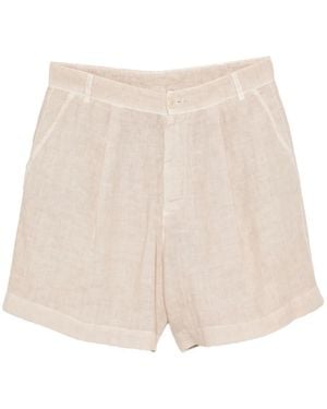 120% Lino Pleated Linen Shorts - Natural