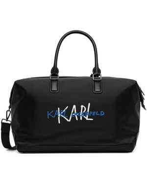 Karl Lagerfeld Logo-Print Holdall Bag - Black