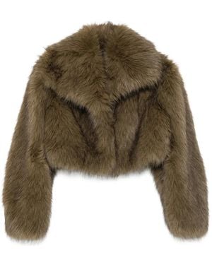 Patrizia Pepe Faux-Fur Cropped Jacket - Green