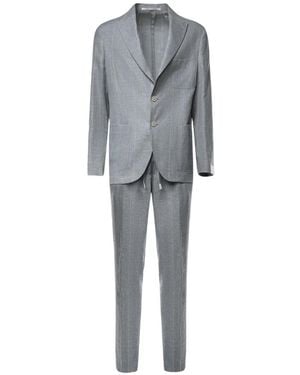 Eleventy Check-Pattern Single-Breasted Suit - Gray