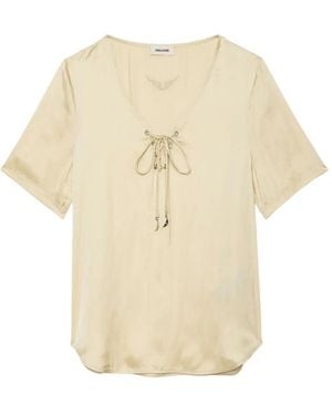 Zadig & Voltaire Terzo Top Met Korte Mouwen En Veters - Naturel