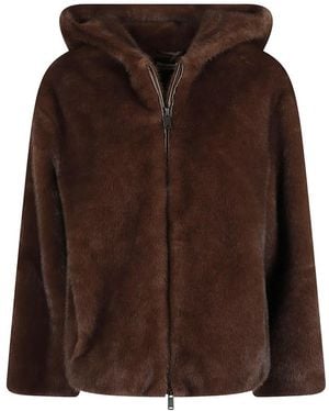 P.A.R.O.S.H. Kapuzenjacke Aus Faux Fur - Braun