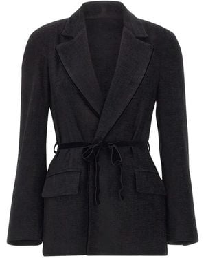 Kaos Belted Suede-Effect Blazer - Black