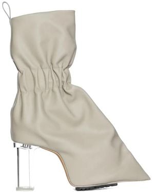 Rick Owens Taquito Gathered Leather Ankle Boots - White