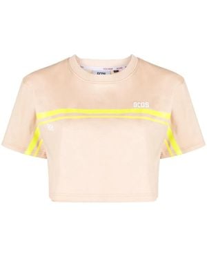 Gcds Logo-Print Cotton T-Shirt - Pink