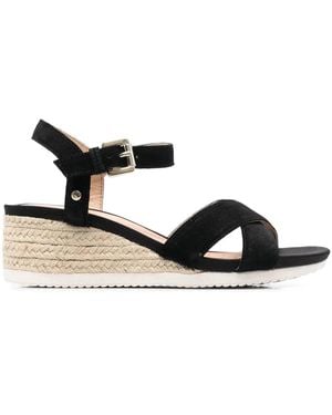 Geox Ischia Jute Wedge Sandals - Black