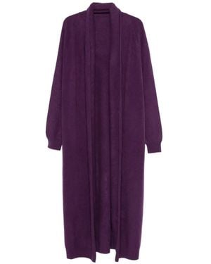 Frenckenberger Open-Front Long Cardigan - Purple