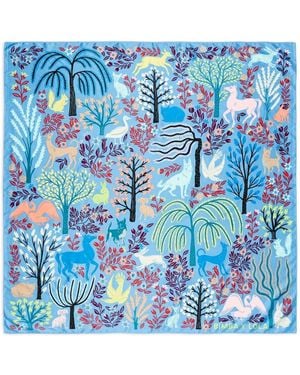 Bimba Y Lola Animals Vegetation Scarf - Blue