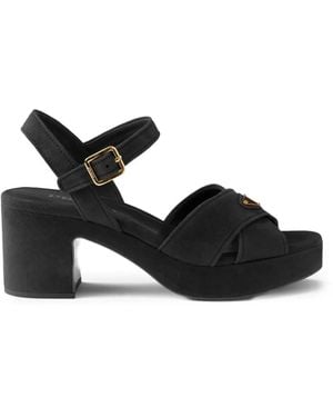 Prada Suede Platform Sandals - Black
