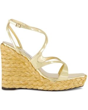 Jimmy Choo Ayla Liquid-Metal Leather Wedge Sandals - Metallic
